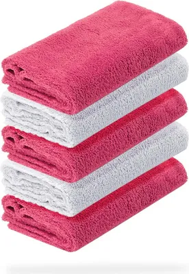 Produktbild von detailmate 5er Set Mikrofasertücher - 40x40cm, 550 GSM - Mikrofaser Poliertücher 3x pink, 2x weiß