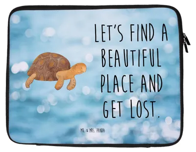 Produktbild von Mr. & Mrs. Panda Laptop Tasche Schildkröte Marschieren 20 x 28 cm - Oceanblue - Geschenk, Sleeve, Laptophülle, Motivation, Hülle, Neustart, Abenteuer, Lieblingsmensch