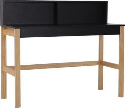Produktbild von Möbilia Schreibtisch mit kleinem Aufsatz | MDF | Gestell Pinienholz | B 120 x T 45 x H 101 cm | 28020029 | Serie SCHREIBTISCH