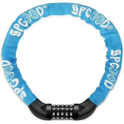 Productafbeelding van Fietsslot, kettingmodel, met cijfercombinatie, 7 mm gehard staal, 830 mm, blauw