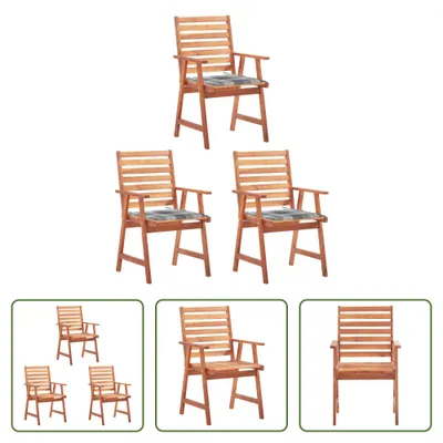 Produktbild von The Living Store Garten-Essstühle 3 Stk. mit Kissen Massivholz Akazie