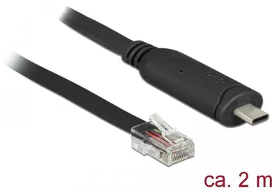 Productafbeelding van Delock 63912 DELOCK Adapter USB2.0/C St > Seriell RS232 RJ45 St 2.0m schw