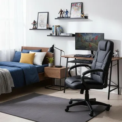 Produktbild von Bürostuhl Dcelik, Präsidentensessel mit Armlehnen, Ergonomischer Bürostuhl, 70x65h103/114 cm, Schwarz