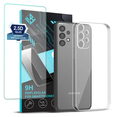 Produktbild von Handyhülle für Samsung Galaxy A13 mit 9H Displayglas Displayschutz Hülle Transparent Flexibel Elastisch Case Cover Backcover Schutzhülle