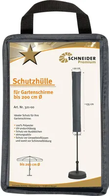 Zdjęcie produktu dla Osłona ochronna Schneider Schirme Premium do parasoli o średnicy do 200 cm, kolor antracytowy, wykonana z wodoodpornego, specjalnego materiału poliestrowego, ochrona przed promieniowaniem UV