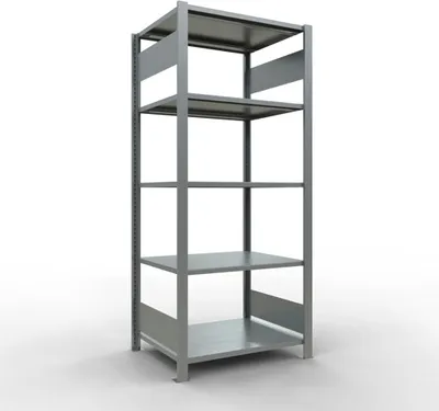 Produktbild von Schulte Büro-Fachbodenregal MULTIplus150 Stecksystem ohne Mittelanschlag | Grundregal | Fachlast 150kg | 180x75x60cm | 5 Ebenen | Beidseitig nutzbar | Verzinkt