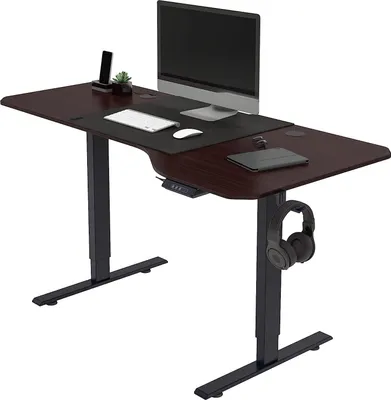 Produktbild von Polohovateľný hráčsky stôl Elektricky výškovo nastaviteľný kancelársky stôl Ergonomický stôl s oceľovými nohami Dotykový displej Pamäťová funkcia Háčik na slúchadlá Držiak na nápoje , Farba: Čierna, Veľkosť: 160 x 75 cm