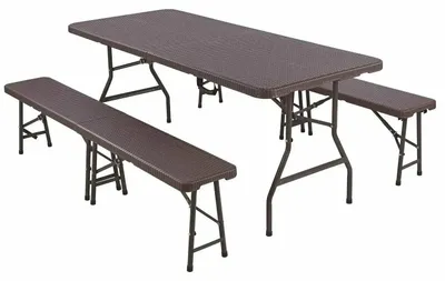 Image de Table pliante avec bancs - Table de pique-nique - Table de camping - Ensemble de jardin - Table pliante - Plateaux en HDPE
