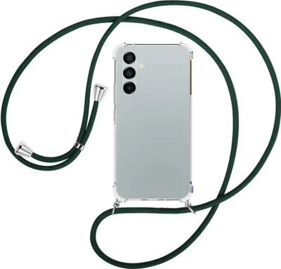 Produktbild von Handykette Backcover-Schutzhülle mit Band (Metall silberfarben) für Samsung Galaxy A54 5G (6.4'') - dunkelgrün