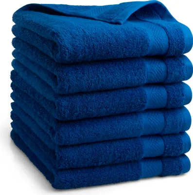Produktbild von DoubleDry Premium Handtücher Set - 6 Stück 50 X 100 cm Baumwolle - 500 g/m² - Weich & Saugstark - Handtuch Badetuch badehandtücher für Bad und Dusche (Klassisches Blau)