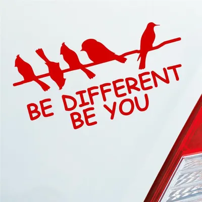 Produktbild von Auto Aufkleber Be different be you Schräger Vogel Birds 19x10 cm Rot Sticker Heckscheibenaufkleber