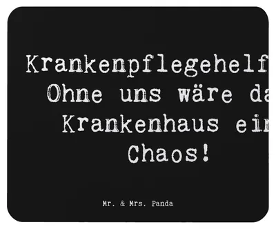 Produktbild von Mr. & Mrs. Panda Mouse Pad Spruch Krankenpflegehelfer Chaos - Schwarz - Geschenk, Berufe, laptop mousepad, Mauspad, mausteppich, Beruf, Berufsgestaltung, Krankenhaus