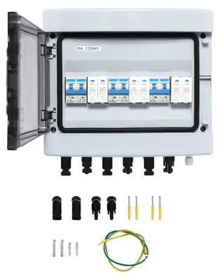 Immagine prodotto di Quadro di connessione solare, corrente massima di uscita 40A, tensione di isolamento nominale 1000V, grado di protezione IP65, resistenza agli urti IK10, dimensioni 29,5*14*25,5 cm