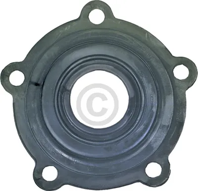A black rubber gasket with bolt holes, shown from the front.
