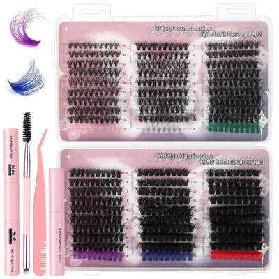 Obrázok produktu pre Umelé riasy, 517 kusov, viacfarebné, dĺžka 10-18 mm, tvar D, pre prirodzený vzhľad