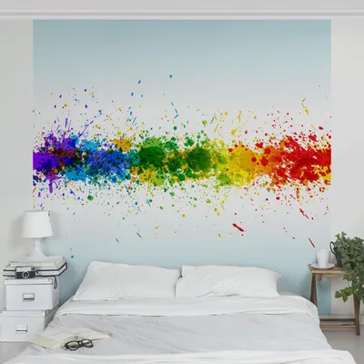 Produktbild von Mustertapete - Vliestapete - gemusterte Tapete UV-beständig Regenbogen Abstrakt Wandtapete geruchsfrei