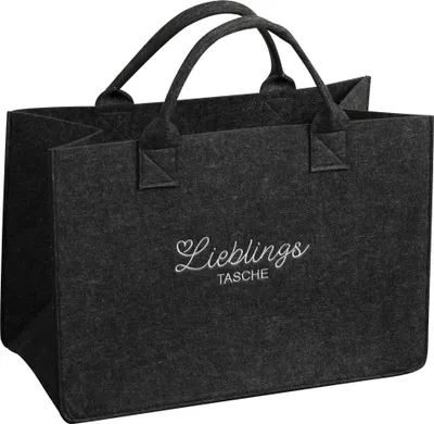 Image de KESPER 17550 : Sac en feutre imitation, dimensions 50 x 25 x 34 cm, polyester, couleur gris foncé