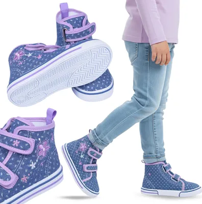 Produktbild von Sportschuhe für Mädchen, HOHE JEANS-SNEAKERS mit Stickerei, mit KLETTVERSCHLUSS 29 EU