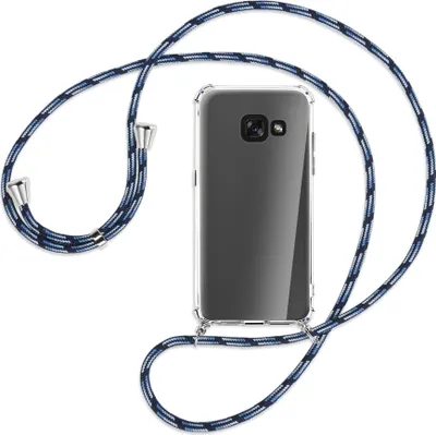 Produktbild von Handykette Backcover-Schutzhülle mit Band (Metall silberfarben) für Samsung Galaxy A3 2017 - Blautöne