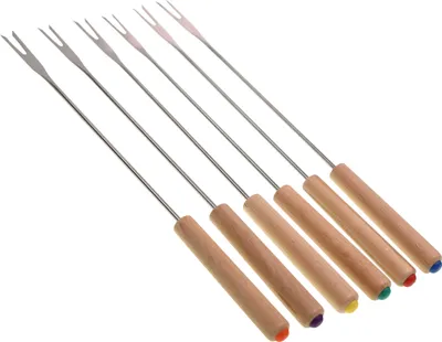 Obrázek produktu pro FACKELMANN 31029 Nature Fondue vidličky | Akácie, nerezová ocel | 245 mm | 6 kusů