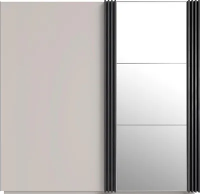 Produktbild von Kleiderschrank- Schiebetürenschr – Kleiderschrank 2 türig – ALLMO System 15 – 215 cm – Kaschmir – Moderner Schwebetürenschrank mit Spiegel