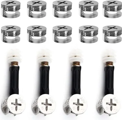 Produktbild von WYAN 4 Stück 3-in-1-Möbelverbindungssets, 10 Stück Exzenter-Möbelverbinder Möbelzubehör, Verbindungsstangen-Verschraubungszubehör, Möbelschränke, Möbel, Tischschrankverbinder.