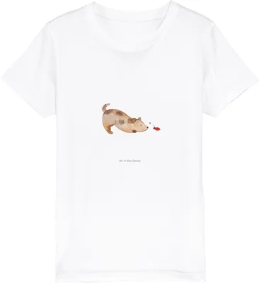 Produktbild von Mr. & Mrs. Panda Kleinkinder T-Shirt Hund Marienkäfer 12-14 Jahre (152/164) - Weiß - Geschenk, Kinder Öko, Kindershirt, Sprüche, Neugierig, Baumwollshirt, Teenager, Hunde