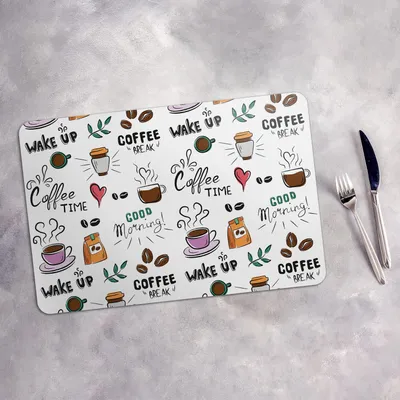 Produktbild von Tischset 6x45x30 cm + 6x10fi cm Platzset Tischmatte Platzmatte Untersetzer - Kaffee Getränk