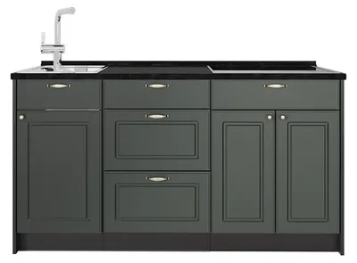 Produktbild von Küchenblock Vicco Fame-Line Grün-Gold Landhaus 150 cm ohne Arbeitsplatte, Model 65312
