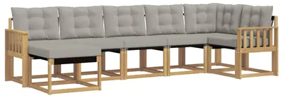Produktbild von vidaXL Outdoor-Sofagarnitur mit Kissen 7 pcs Weiß und Hellgrau