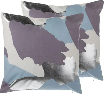 Zdjęcie produktu dla BELIANI Zestaw 2 poduszek fioletowo-srebrny bawełniany 45 x 45 cm z wypełnieniem ozdobny łaty akcesoria salon sypialnia