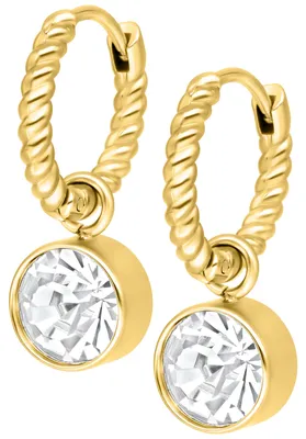 Produktbild von Wildcat Ohrringe - Little Twisted Hoops - Gold, Kristallklar - Chirurgenstahl 316L - wasserfest, langlebig, hautverträglich, Gold-Kristallklar