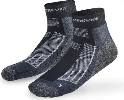 Immagine prodotto di BLACK CREVICE - Donne/uomini/bambini - Calze sportive e da trekking in Merino - Quarto | 2 paia | Colore: Nero/Arancione | Taglia: 3 (43-46)