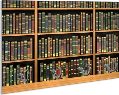Produktbild von Wallario Schlüsselbrett aus Glas, Motiv: Bibliothek - Regal voller alter Bücher, 30 x 20 cm mit 4 Haken