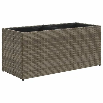 Immagine prodotto di Fioriera da Giardino con 2 Vasi Grigia 72x30x32 cm Polyrattan