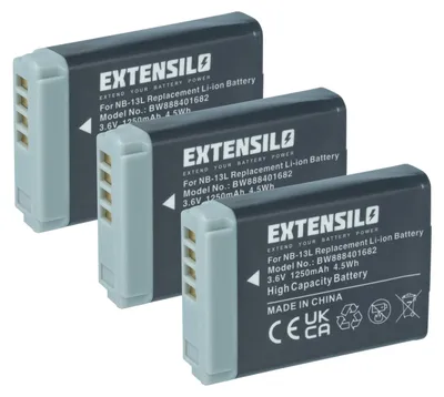 Produktbild von EXTENSILO 3x Akku kompatibel mit Canon PowerShot G5 X, G7 X Mark II, G1 X Mark III, G7 X Mark III, G5X Mark II, G7 X Kamera (1250 mAh, 3,6 V, Li-Ion)