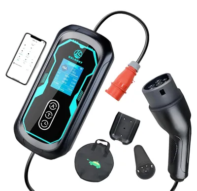 Image de Chargeur de véhicule électrique portable, puissance de 11 kW, contrôle via application, modèle 11 kW, câble de 10 mètres, contrôle via application