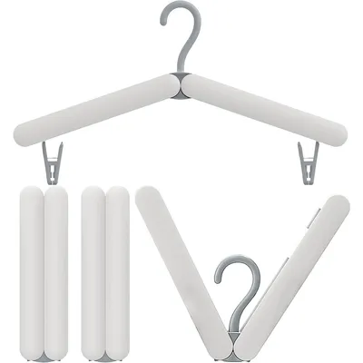 Produktbild von Kleiderbügel, Reisebügel, 4er-Pack Faltbare Bügel, Premium ABS-Kunststoff, Leicht und Tragbar, Ideal für Kleidung und Socken, Zusammenklappbar, Grau