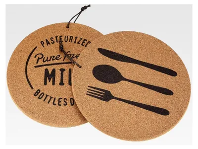 Produktbild von 2er Set Korkuntersetzer, runde Hitzebeständige Untersetzer, rutschfeste Topfuntersetzer, 19 cm Durchmesser