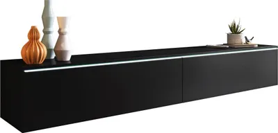 Produktbild von MIRJAN24 TV-Lowboard Detroit D180, Stilvoll TV-Tisch, 2 Türen, Modern Wohnzimmer (Graphit Schwarz, mit Beleuchtung)