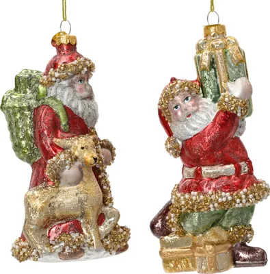 Produktbild von Christbaumschmuck Glas 14cm Weihnachtsmann Figur 1 Stück sort. Rot