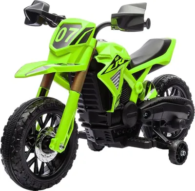 Produktbild von Fortuna Lai Elektro-Motorrad für Kinder, 6V Batterie-Antrieb, Stützräder, Hupe, Startgeräusch, 3-8 Jahre, Grün