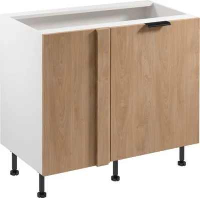 Produktbild von Eckunterschrank 100 cm Küchenschrank ohne Arbeitsplatte Küchenblock, Sorento D100N Sonoma Eiche/Weiß