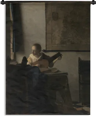 Produktbild von MuchoWow® Wandteppich Wandbehang Der Lautenspieler - Johannes Vermeer 120x160 cm Tapisserie Dekoration Wandtuch - Wohnzimmer - Moderne