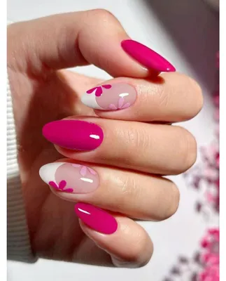 Immagine prodotto di Adesivi per unghie rosa con fiori, effetto French manicure, da applicare con lampada UV. Set da 20 pezzi per la decorazione delle unghie
