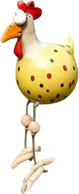 Imagen del producto de Figura de gallina para jardín, hecha de resina y cerámica, fabricada a mano, resistente a la intemperie, ideal para exteriores