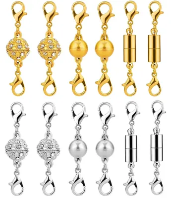 Magnetische Schmuckschließen, 12 Stück, Gold/Silber, Metall, für DIY-Schmuck