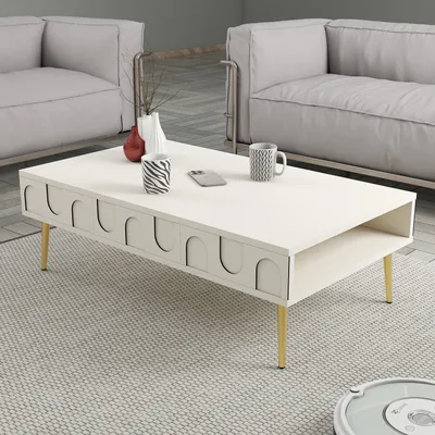 Productafbeelding van Skye Decor, Lyon 33 - Crème, Goud, Salontafel, Crème, 100% melaminecoating op spaanplaat, 105 x 60 x 33,6 cm