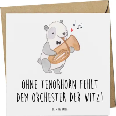 Produktbild von Mr. & Mrs. Panda Grußkarte Tenorhorn Witz - Weiß - Geschenk, Musik, doppelkarte, Lernen, Musiker, Instrument, Glückwunschkarte, anlasskarte, Blasmusik, Brassband