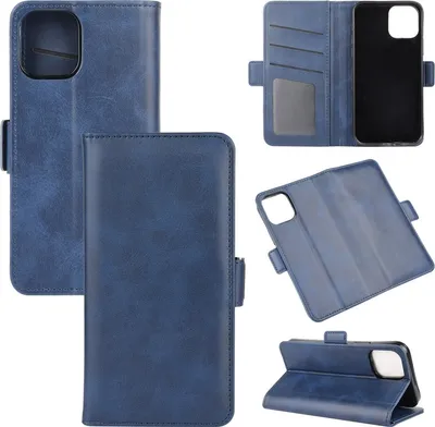 Produktbild von Mobigear Slim Magnet iPhone 12 Hülle Klapphülle Geldbörse - Blau
